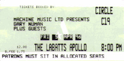 Gary Numan Manchester Apollo Ticket 1996